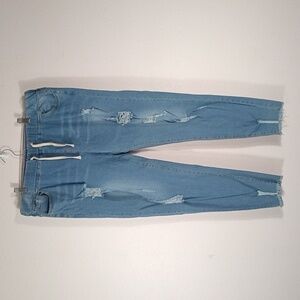 Pull on Distressed Raw Hem Blue Jeans Size 5X